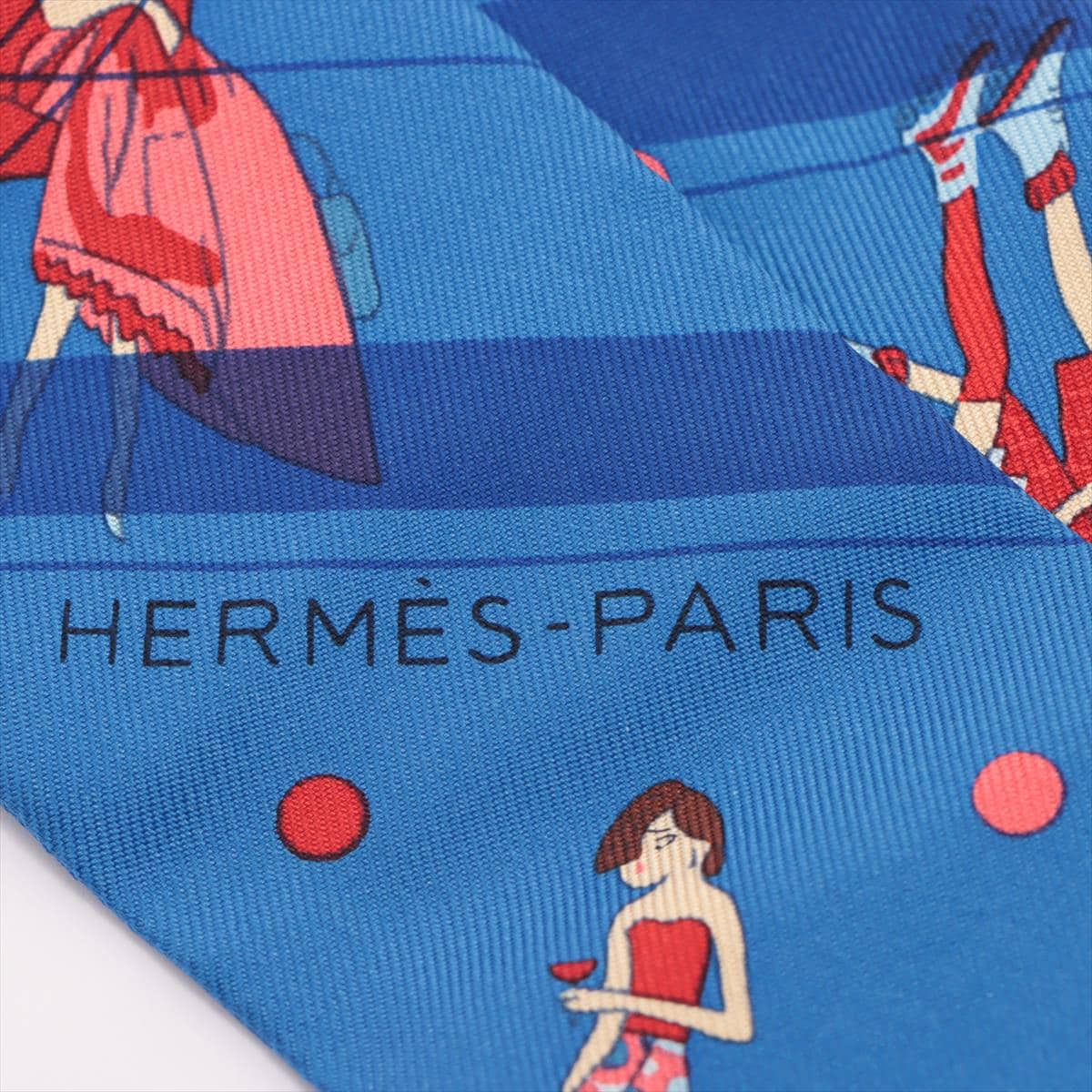 エルメス ツイリー Ex-Libris Les Parisiennes エクスリブリス・パリジェンヌ スカーフ シルク ブルー