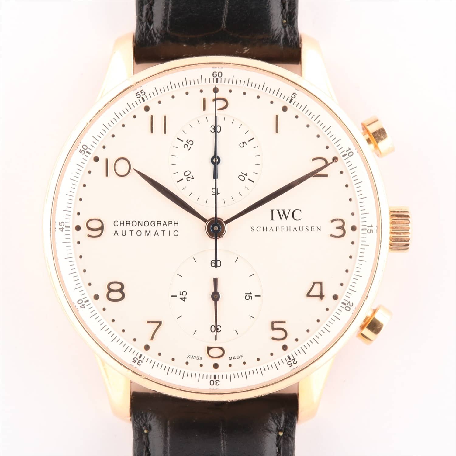 IWC ポルトギーゼ クロノグラフ IW371480 750×社外ベルト  AT 白文字盤