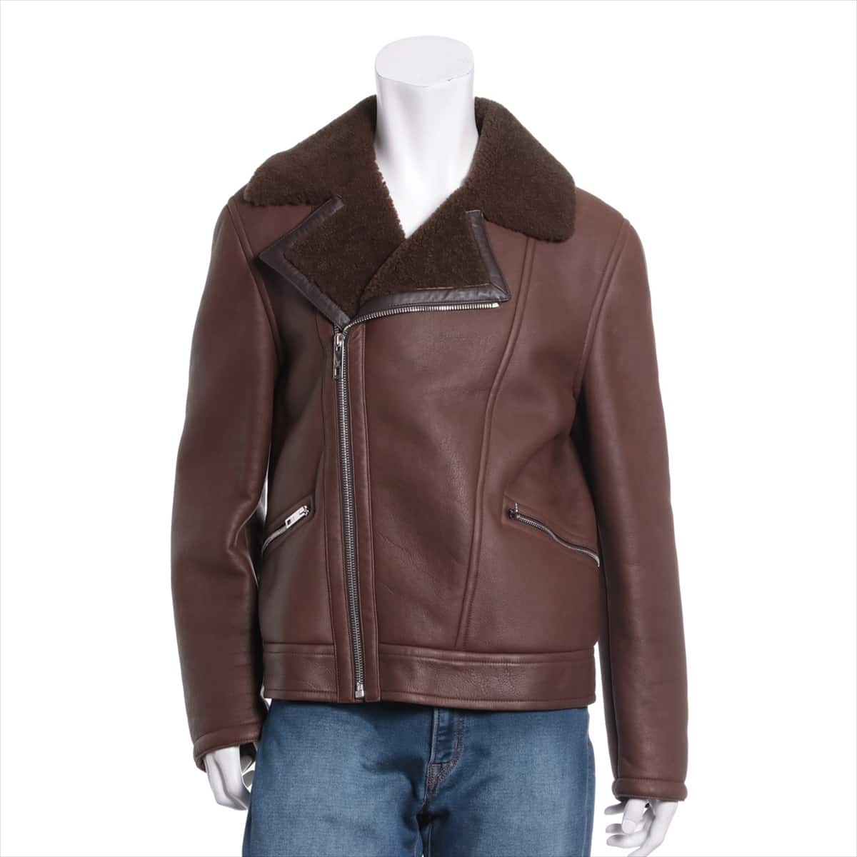 ルイヴィトン ムートン ジャケット サイズ50 メンズ ブラウン 15AW  ダブルライダース｜gl009832｜中古ブランド品・ブランド古着通販｜ALLU（アリュー）