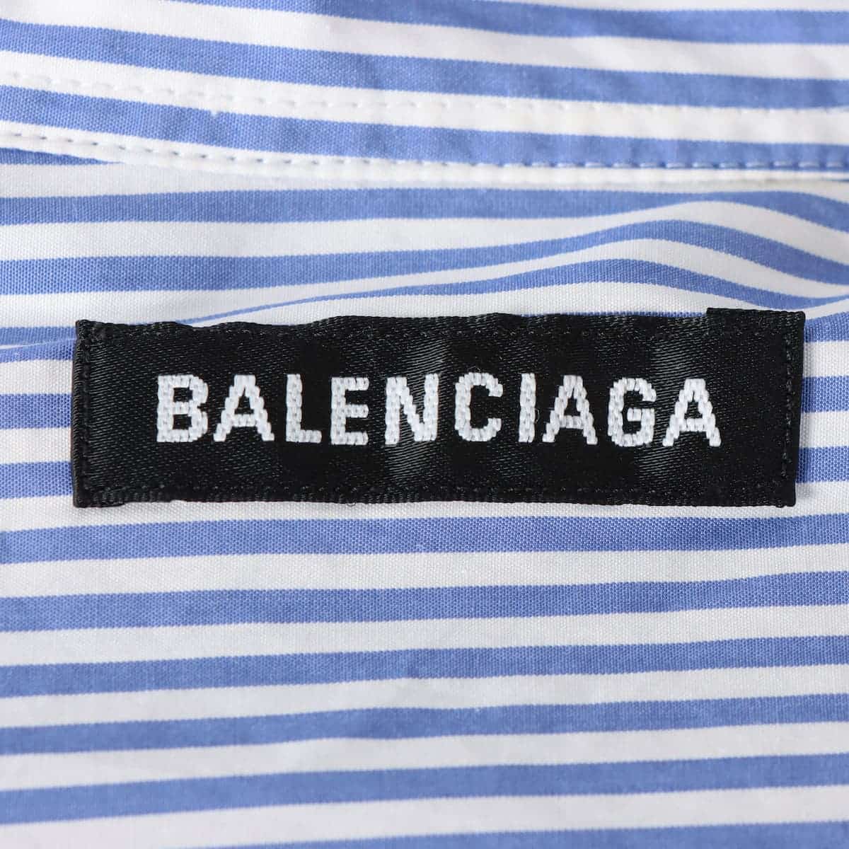 バレンシアガ 20年 コットン シャツ 37 メンズ ブルー  642306 ストライプ