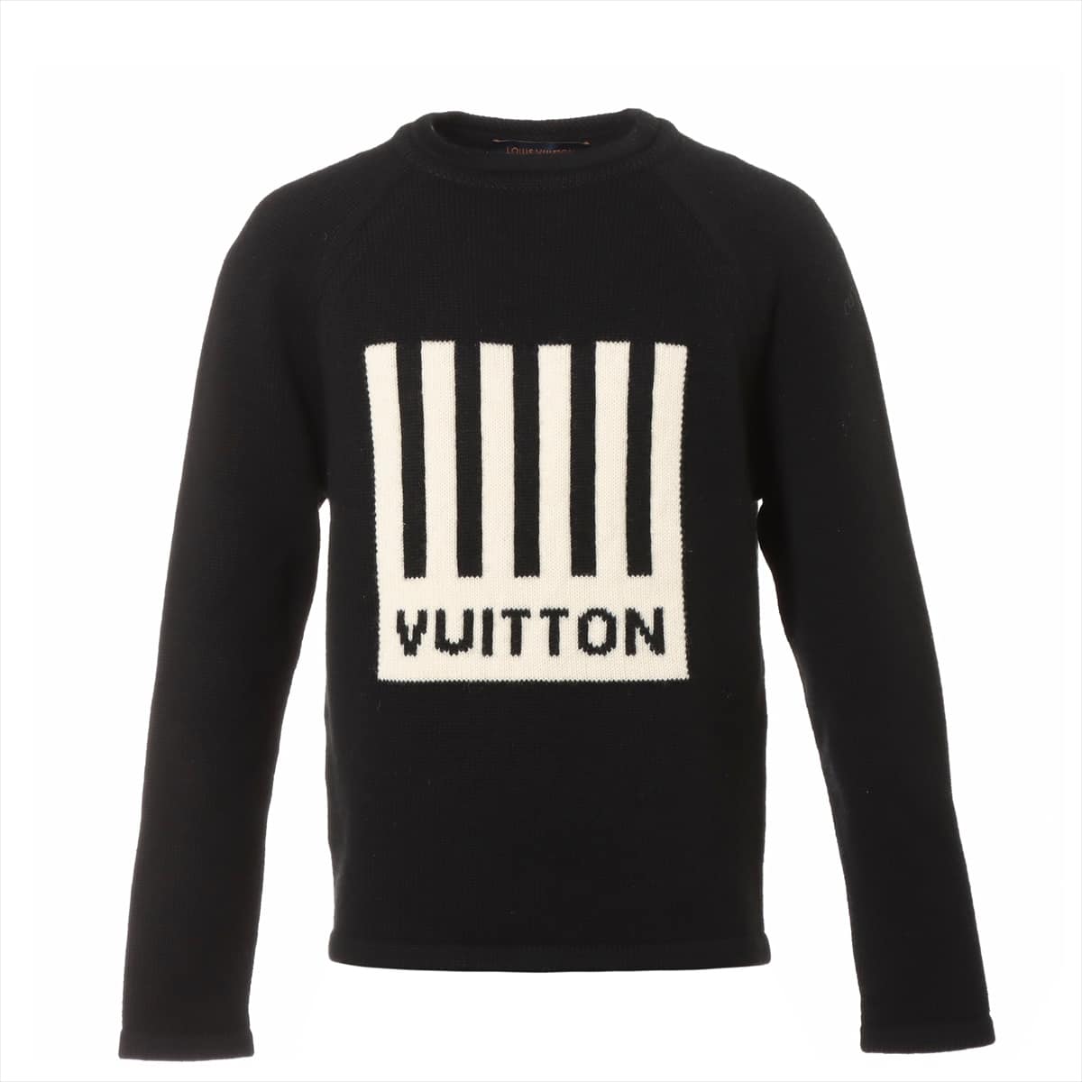 ルイヴィトン 19AW ウール セーター XS メンズ ブラック×ホワイト  バーコードロゴニット RM192 Barcode & Earth Knit