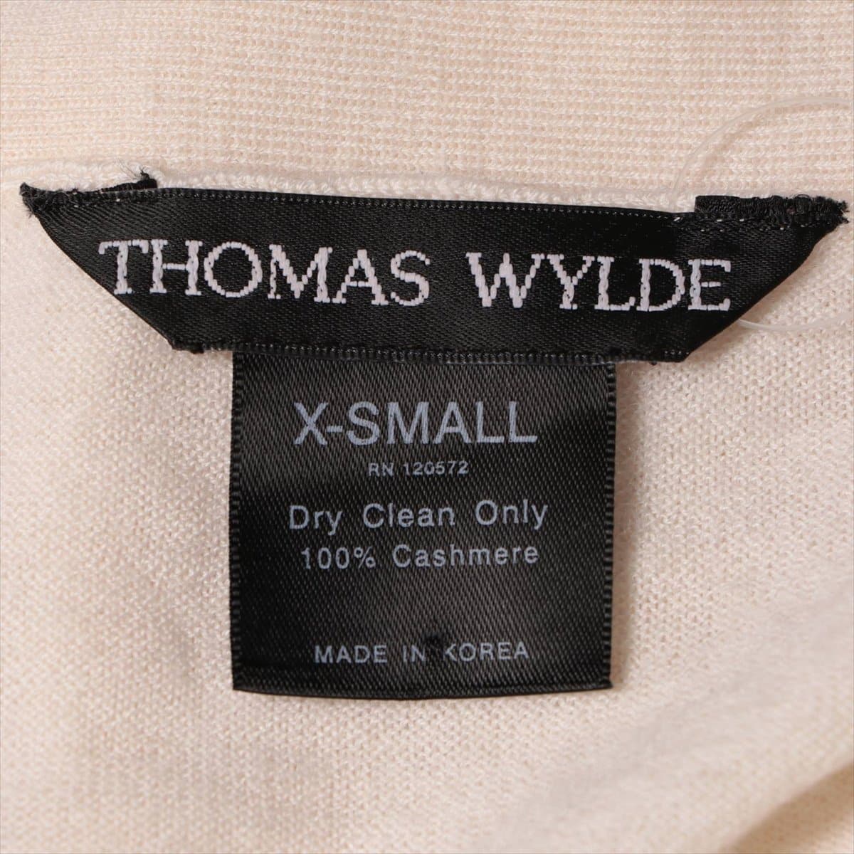 トーマスワイルド カシミヤ カーディガン サイズXS レディース ホワイト メンズ ユニセックス 背中にラインストーン付き