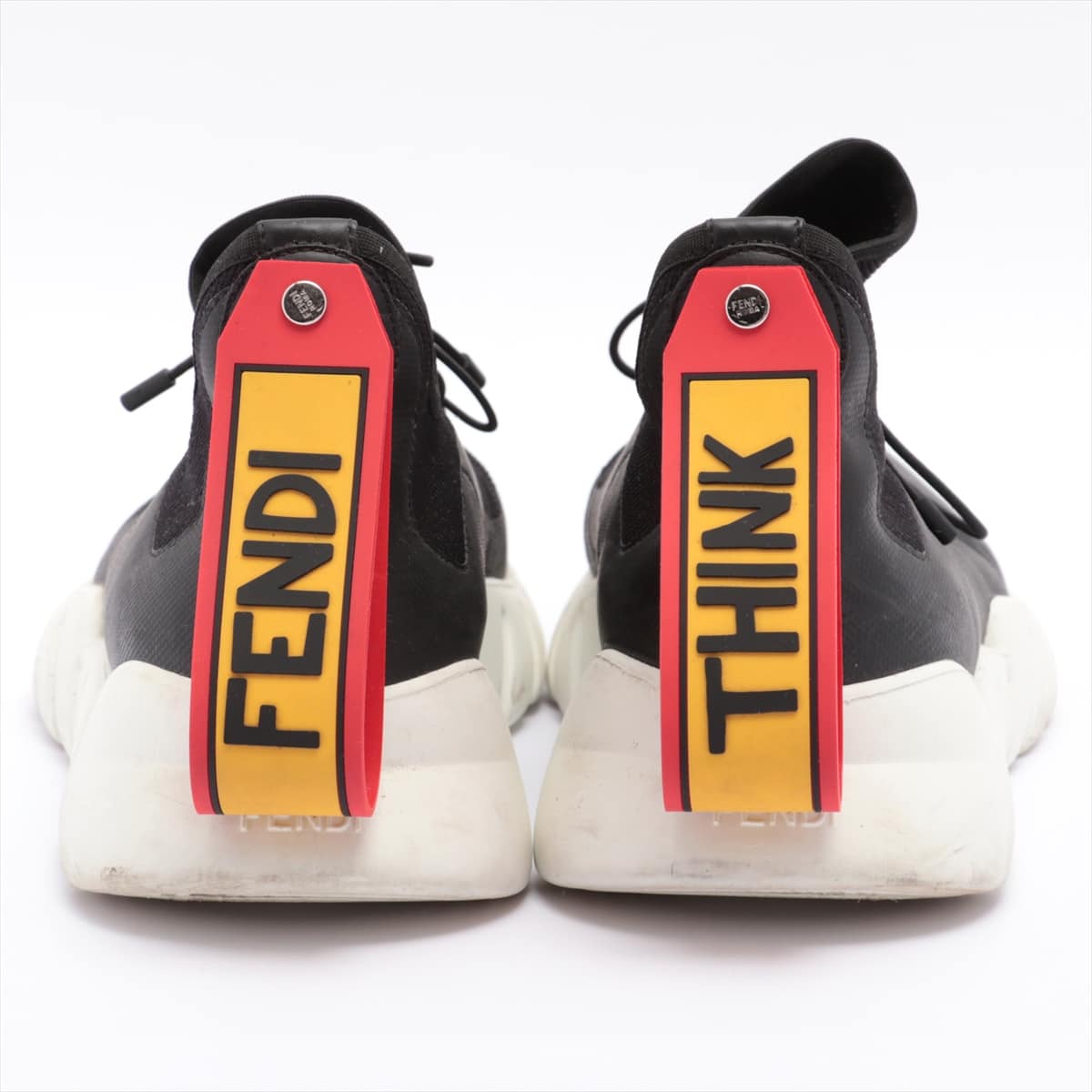 フェンディ キャンバス×レザー スニーカー 8 メンズ ブラック  THINK FENDI