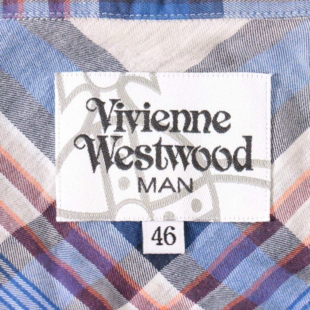 ヴィヴィアンウエストウッドマン コットン チェックシャツ 46 メンズ ブルー