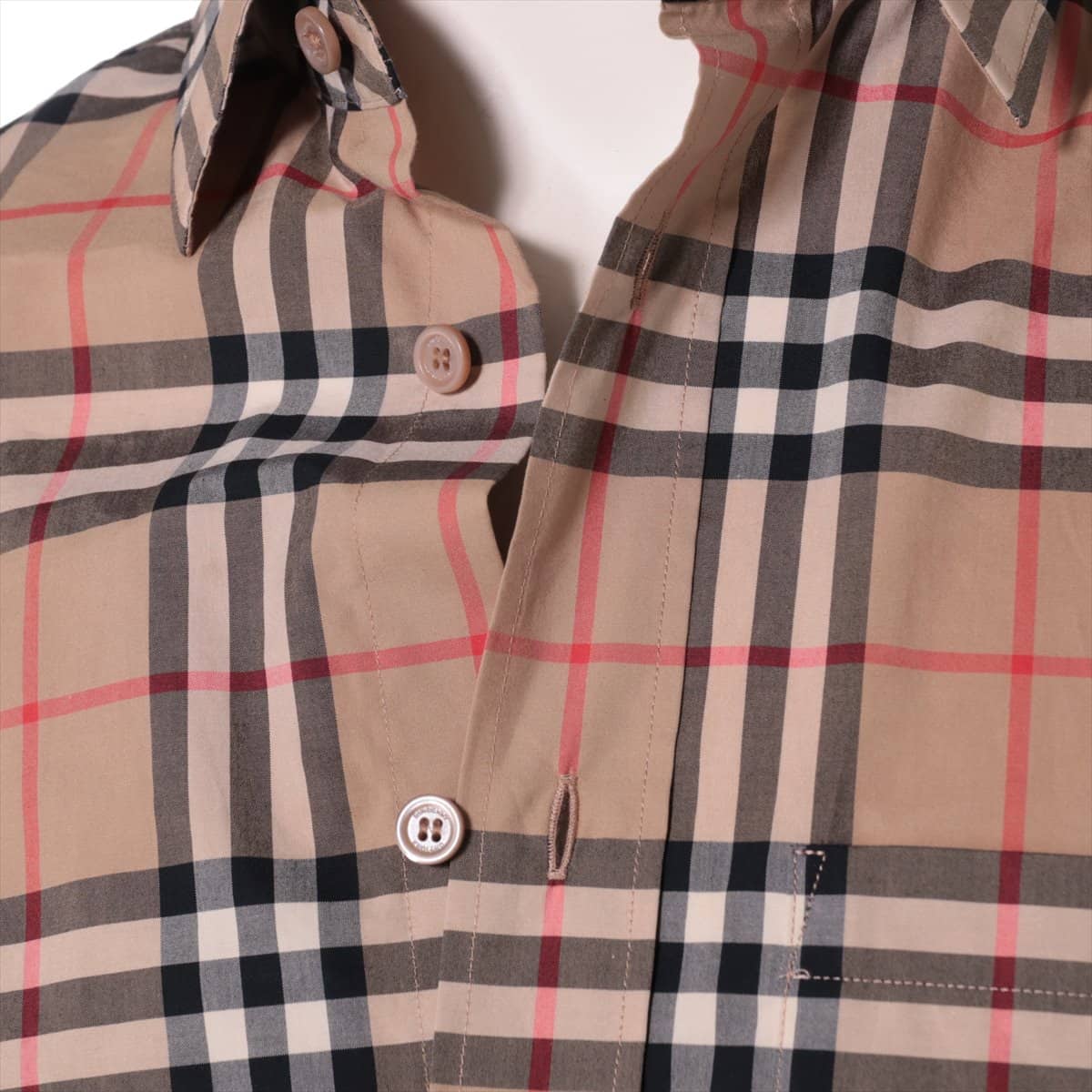 バーバリー ティッシ期 コットン チェックシャツ XS メンズ ブラウン  バックロゴ
