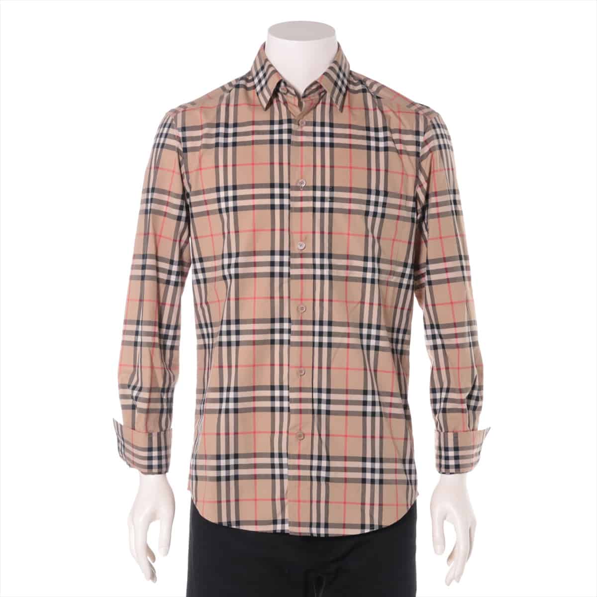 バーバリー ティッシ期 コットン チェックシャツ XS メンズ ブラウン  バックロゴ