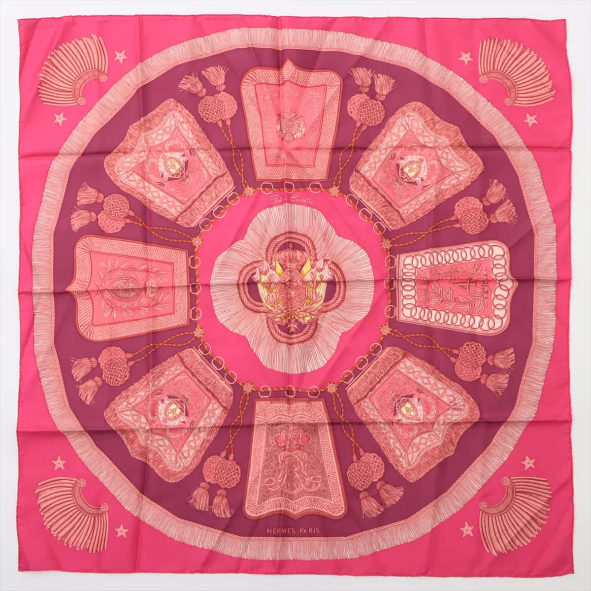エルメス カレ90 Poste et Cavalerie サーベル飾袋 スカーフ シルク ピンク