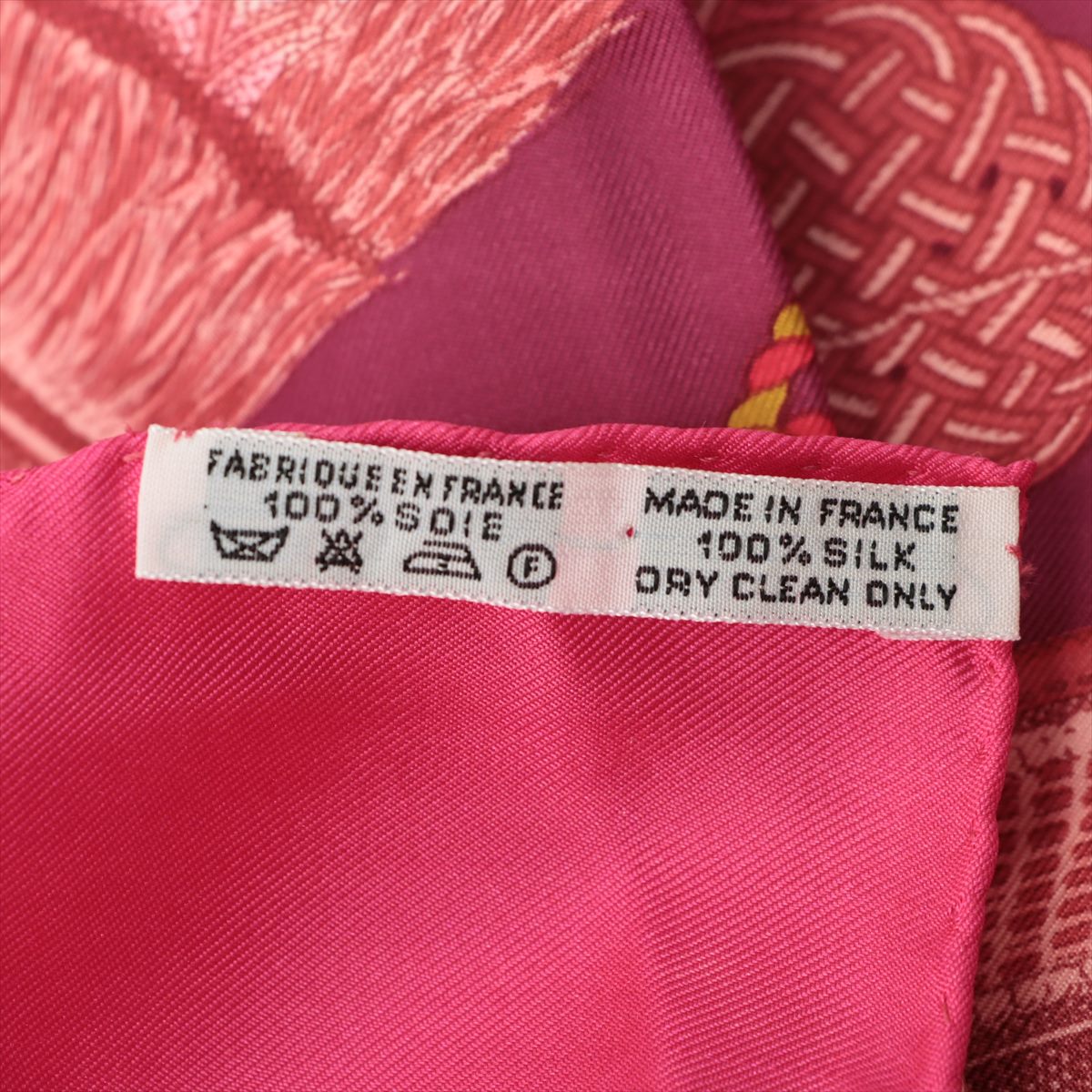 エルメス カレ90 Poste et Cavalerie サーベル飾袋 スカーフ シルク ピンク