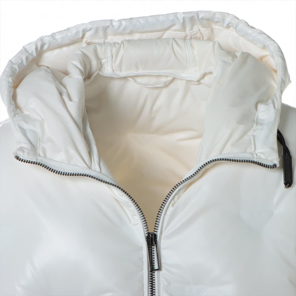 エンポリオアルマーニ ポリエステル ダウンジャケット 48 メンズ ホワイト  イーグル ロゴ エンボス