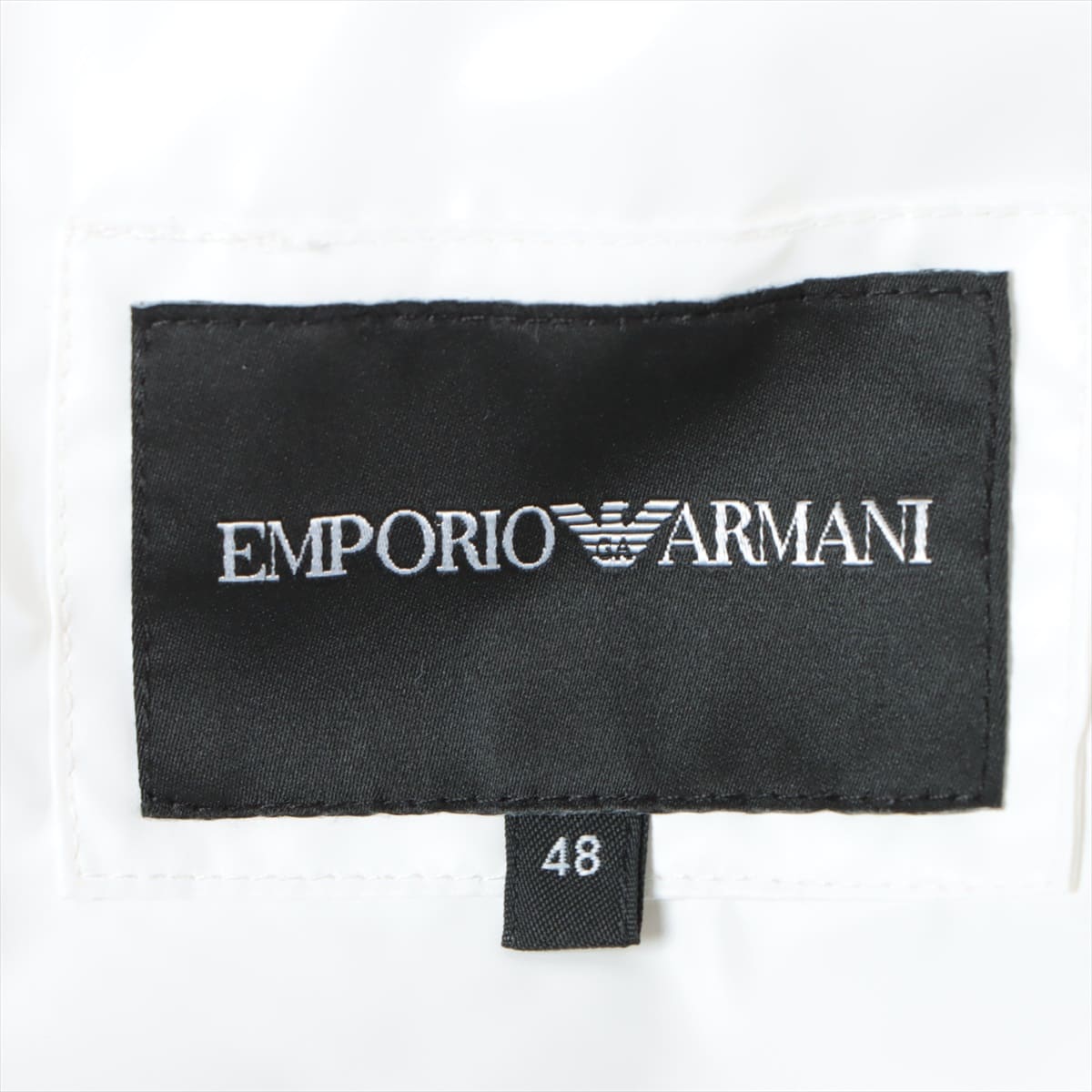 エンポリオアルマーニ ポリエステル ダウンジャケット 48 メンズ ホワイト  イーグル ロゴ エンボス