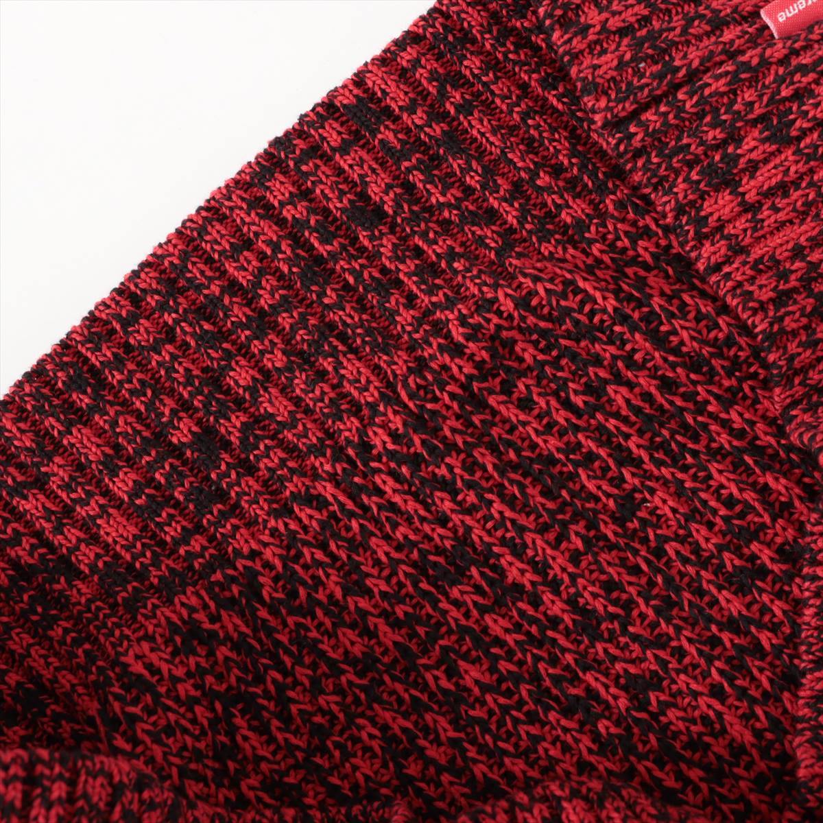 シュプリーム 21AW コットン ニット S メンズ レッド×ブラック  Melange Rib Knit Sweater