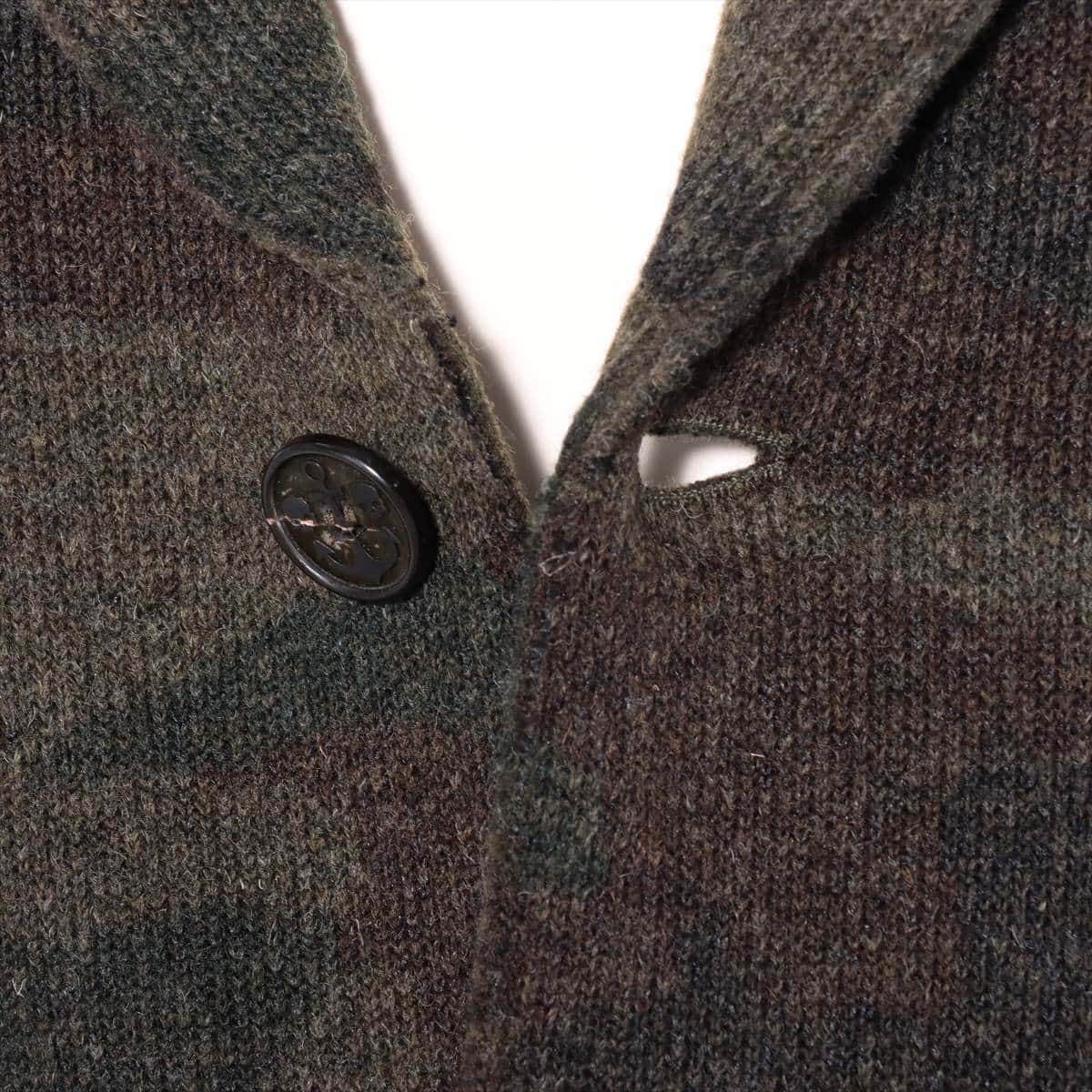 ハイドロゲン ウール×ポリエステル コート 36 メンズ グリーン  迷彩柄 スカルボタン