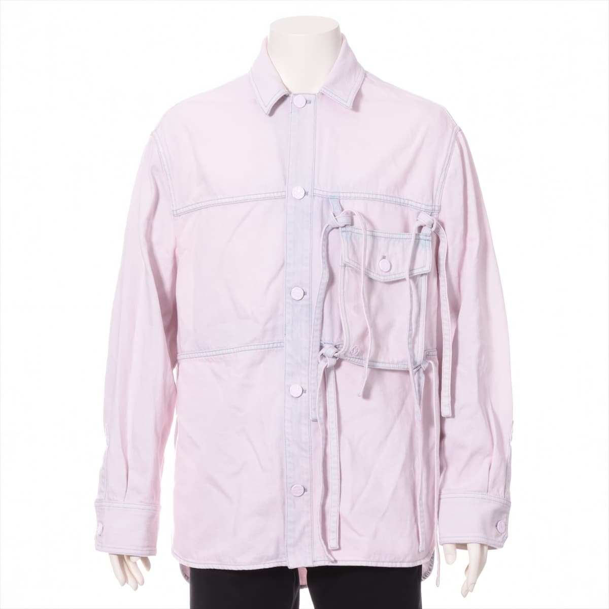 ルイヴィトン RM201 コットン デニムジャケット S メンズ ピンク リムーバブルポケットブリーチデニムシャツ