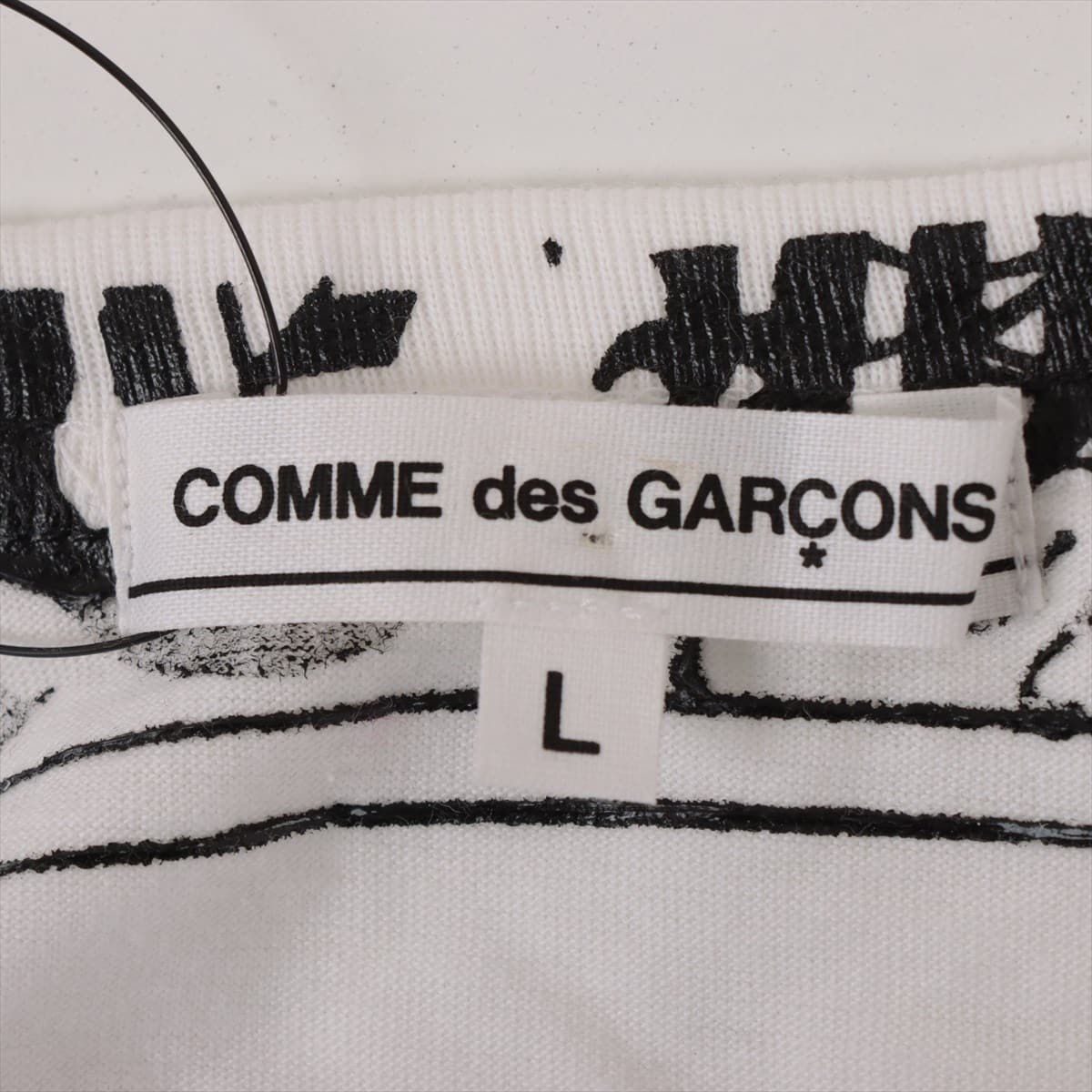 コムデギャルソン×クロムハーツ Tシャツ コットン L ホワイト マルチスクロールラベルロゴ