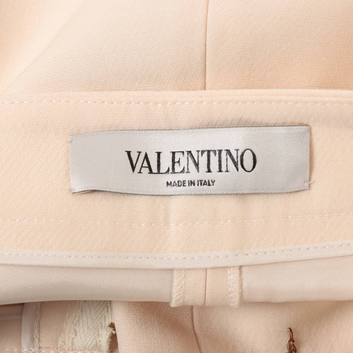 ヴァレンティノ ウール×シルク パンツ 42 レディース アイボリー  ビーズ 裾補修あり