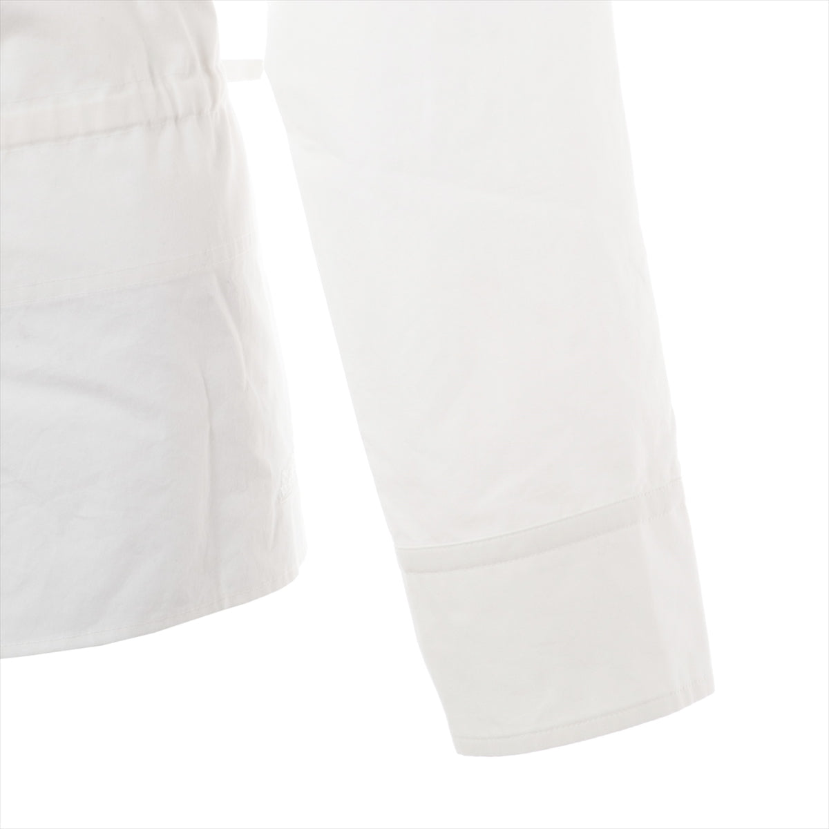 エルメス コットン シャツ 36 レディース ホワイト  スリットドローストリングシャツ カレーシュ刺繍