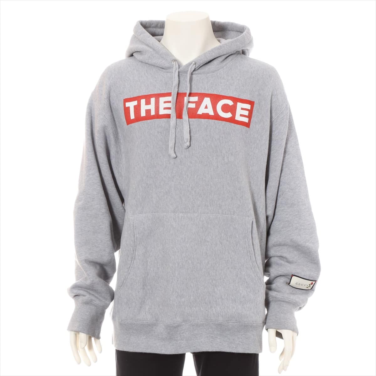 グッチ コットン パーカー M メンズ グレー THE FACE