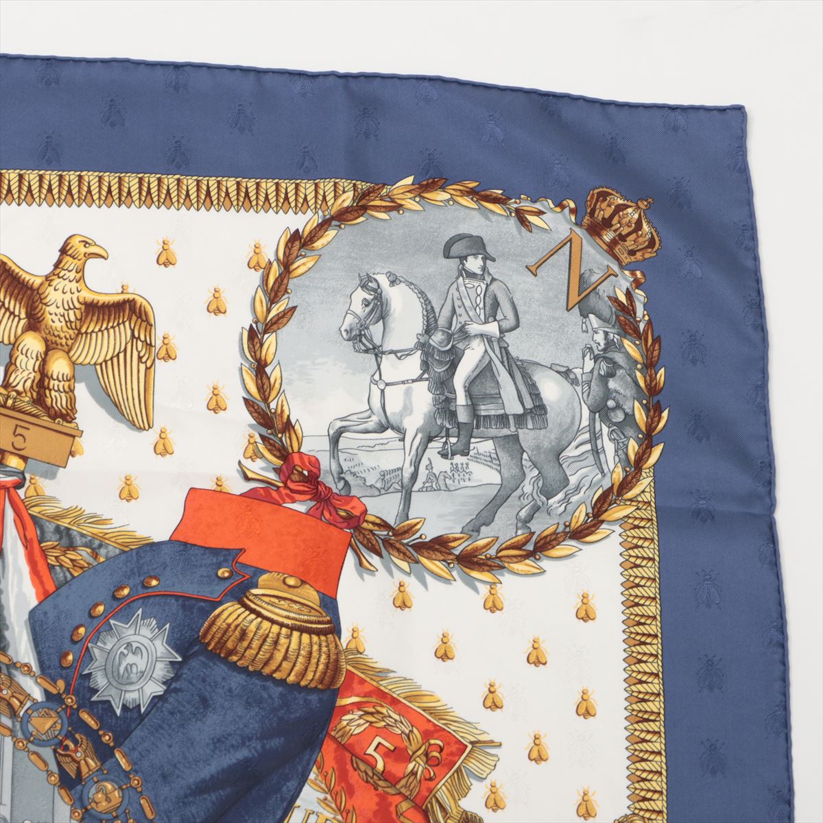 エルメス カレ90 NAPOLEON ナポレオン スカーフ シルク ブルー