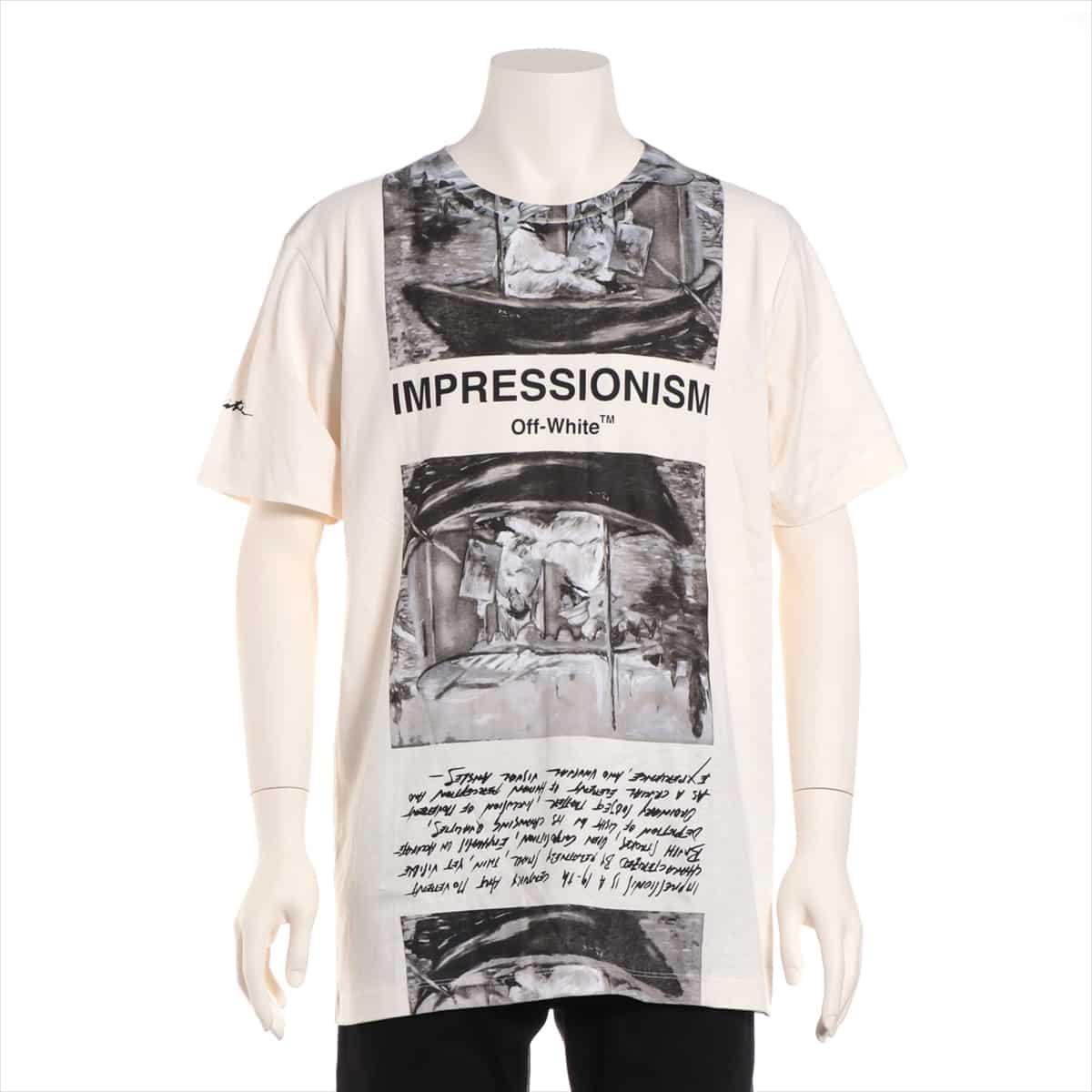 オフホワイト コットン Tシャツ サイズL メンズ アイボリー 19SS Newspaper Printed T-Shirt