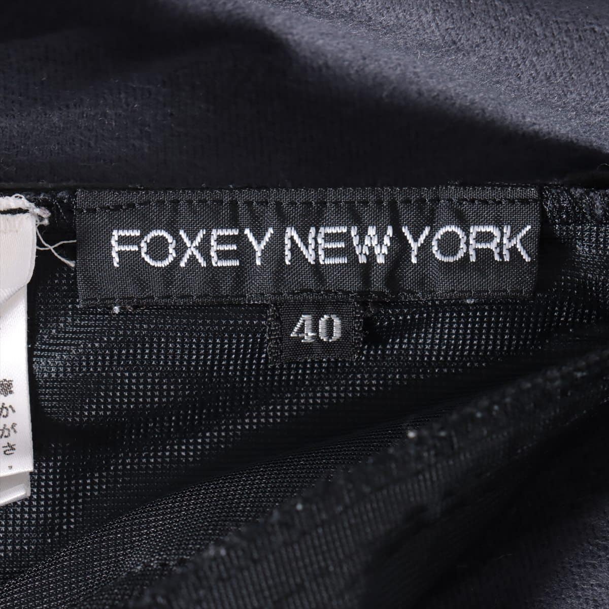 素材レーヨンポリウレタン【美品】FOXEY NEW YORK ノースリーブワンピース ブラック 40
