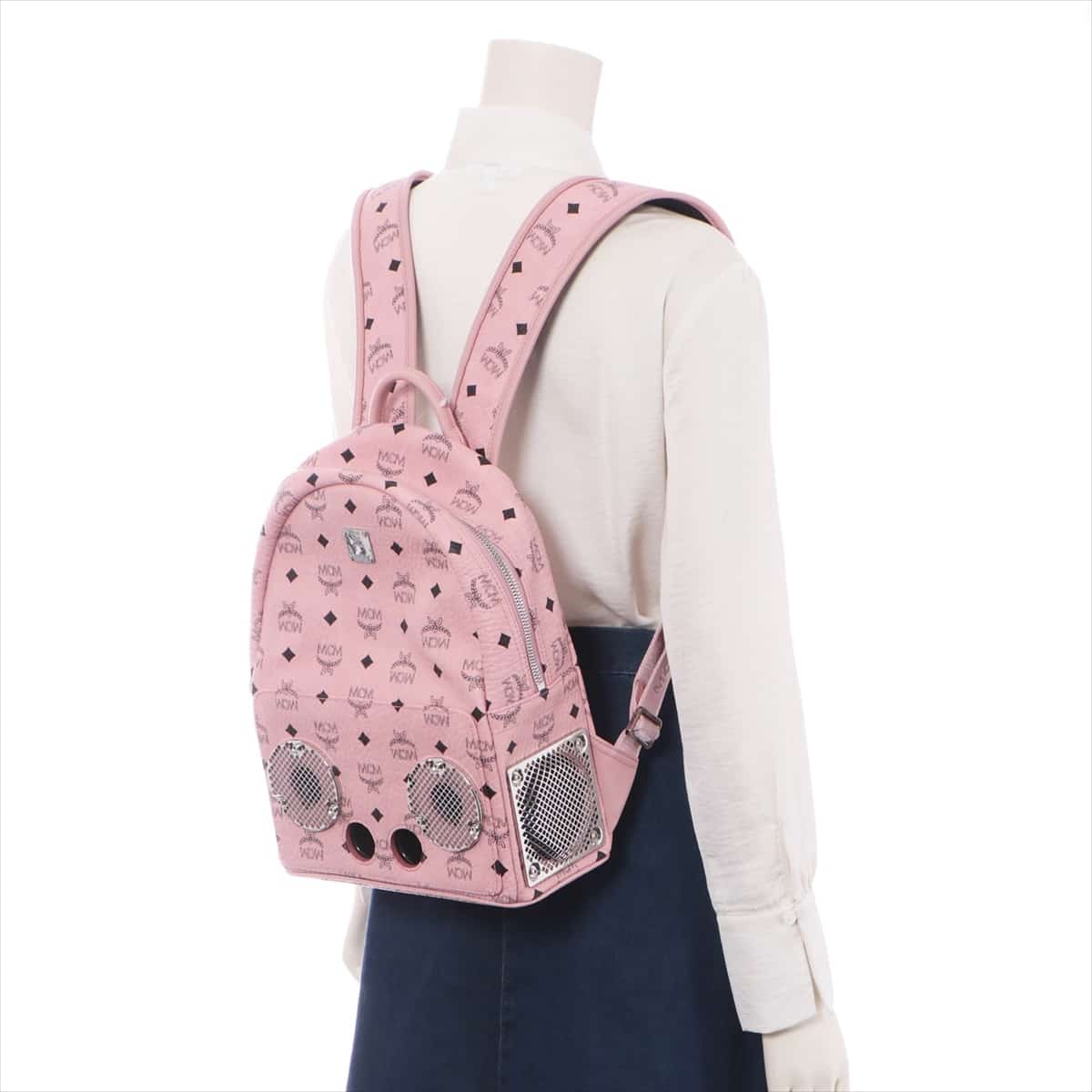 MCM レザー バックパック/リュック ピンク スピーカー付き｜sd016187｜中古ブランド品・ブランド古着通販｜ALLU（アリュー）