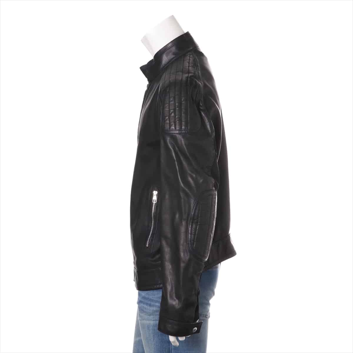 ルイヴィトン レザー ライダースジャケット サイズ54 メンズ ブラック シングル