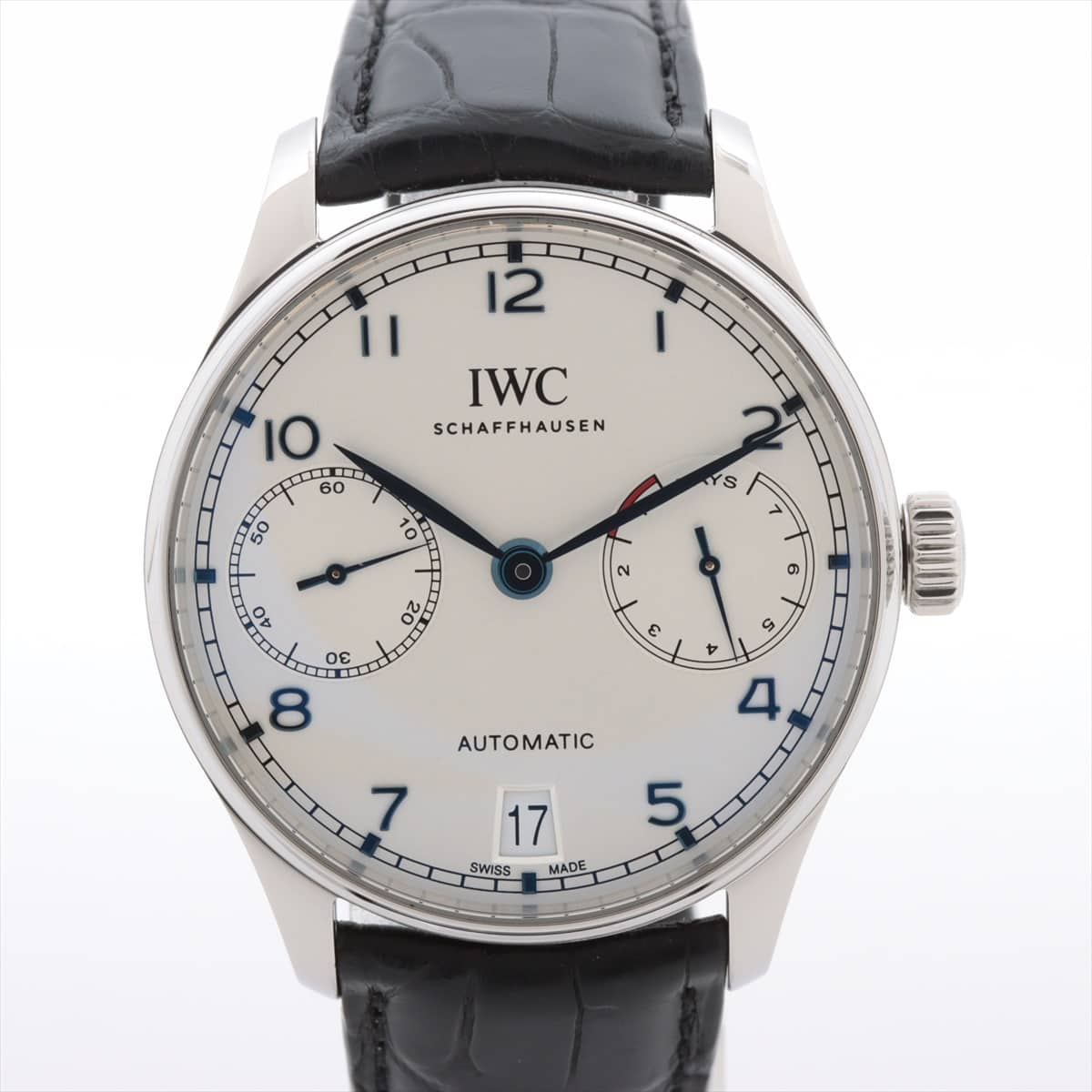 IWC ポルトギーゼ 7DAYS IW500705 SS×革 AT シルバー文字盤