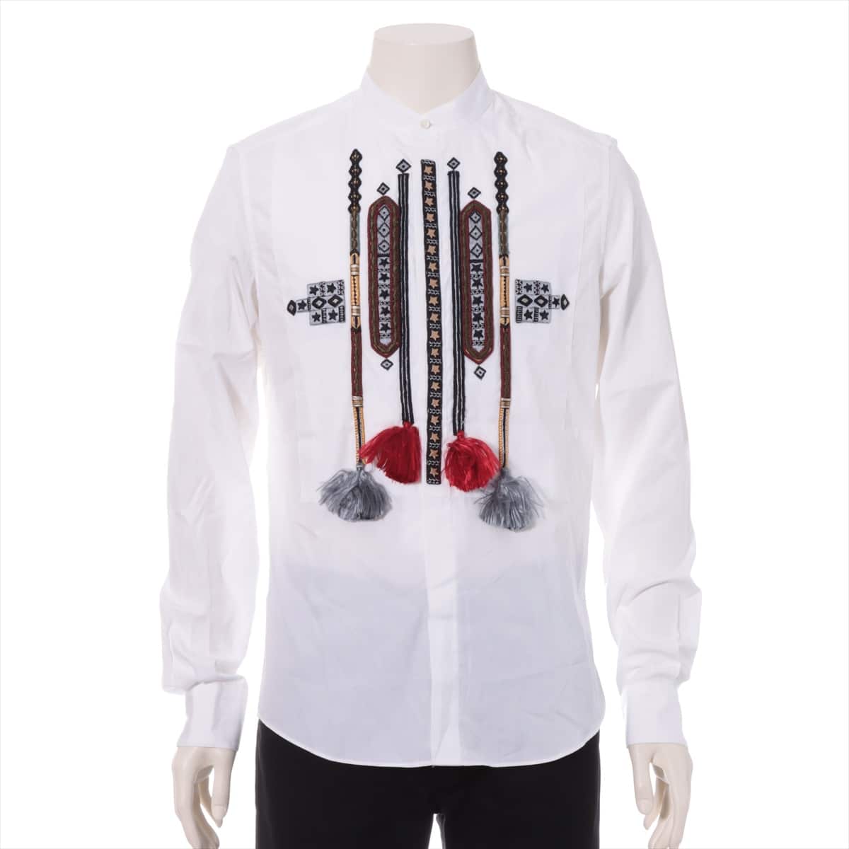 ヴァレンティノ コットン シャツ 38 メンズ ホワイト タッセル 刺繍