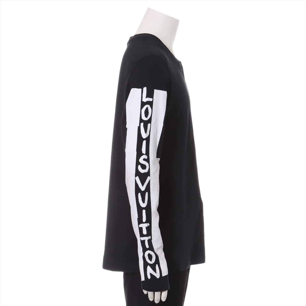 ルイヴィトン RM181 コットン Tシャツ M メンズ ブラック×ホワイト  ロゴ
