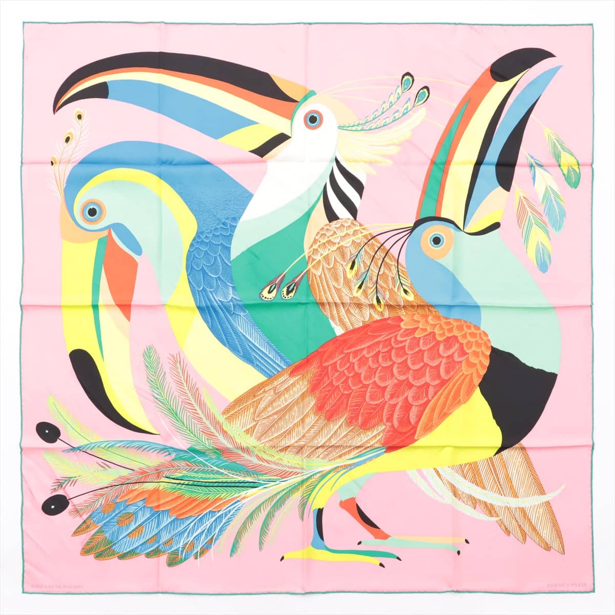 エルメス カレ90 Toucans de Paradis 楽園のオオハシ スカーフ シルク  ピンク｜vx012875｜中古ブランド品・ブランド古着通販｜ALLU（アリュー）