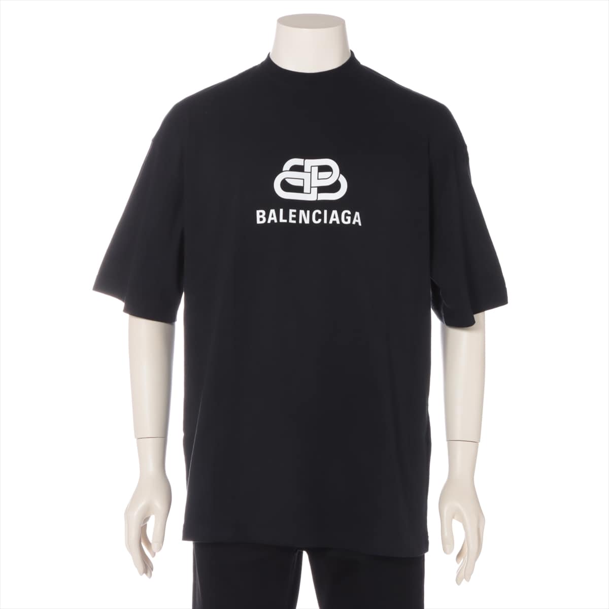 極美品□23SS BALENCIAGA/バレンシアガ 641675 HAND DRAWN ロゴプリント オーバーサイズ 半袖Tシャツ/カットソー ブラック XXS 正規品