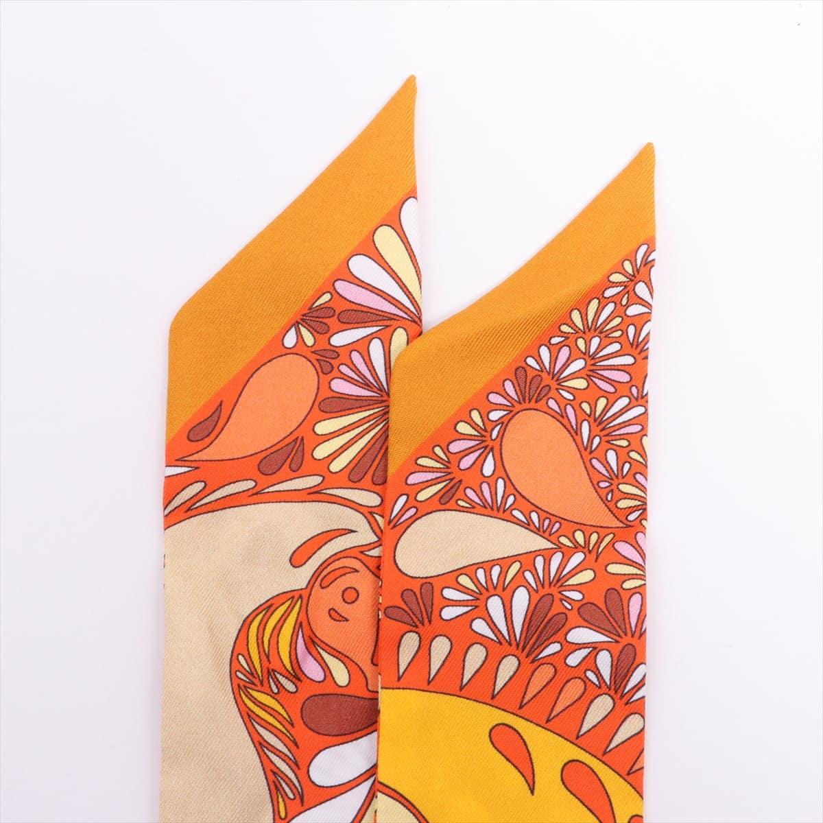 エルメス ツイリー MILLEFLEURS DU MEXQUE メキシコの花 スカーフ シルク オレンジ