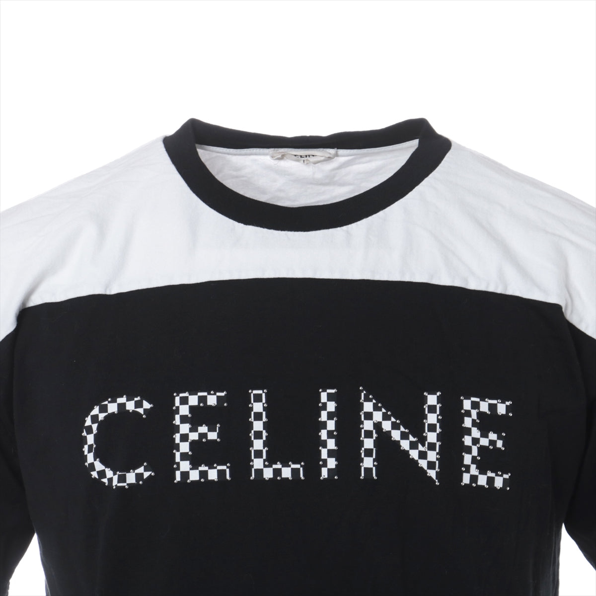 セリーヌ 21SS コットン Tシャツ XS メンズ ブラック×ホワイト 
