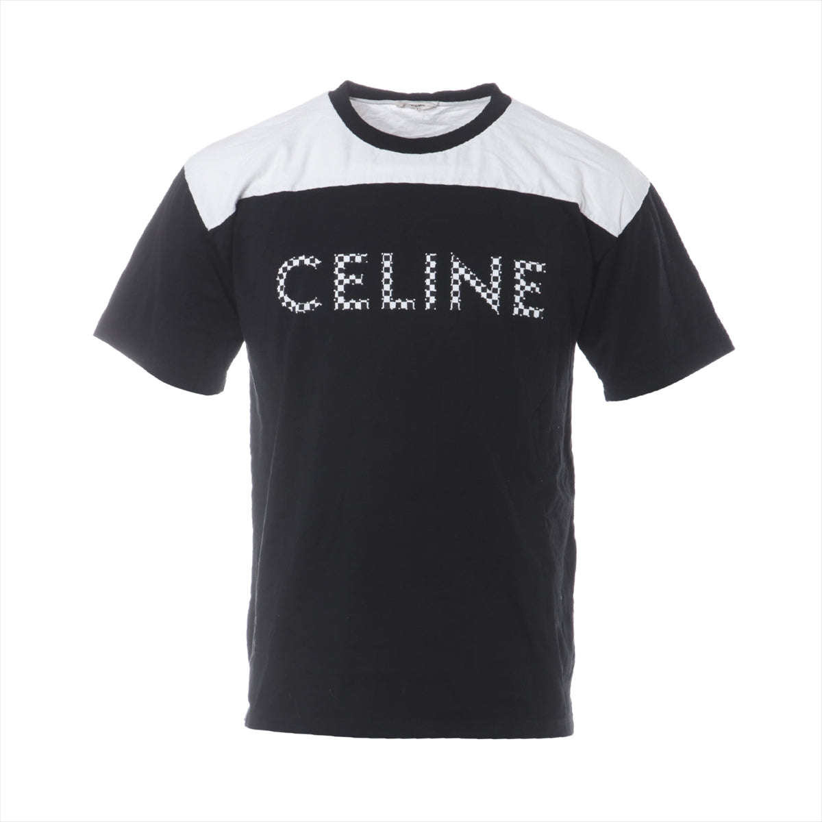 セリーヌ 21SS コットン Tシャツ XS メンズ ブラック×ホワイト