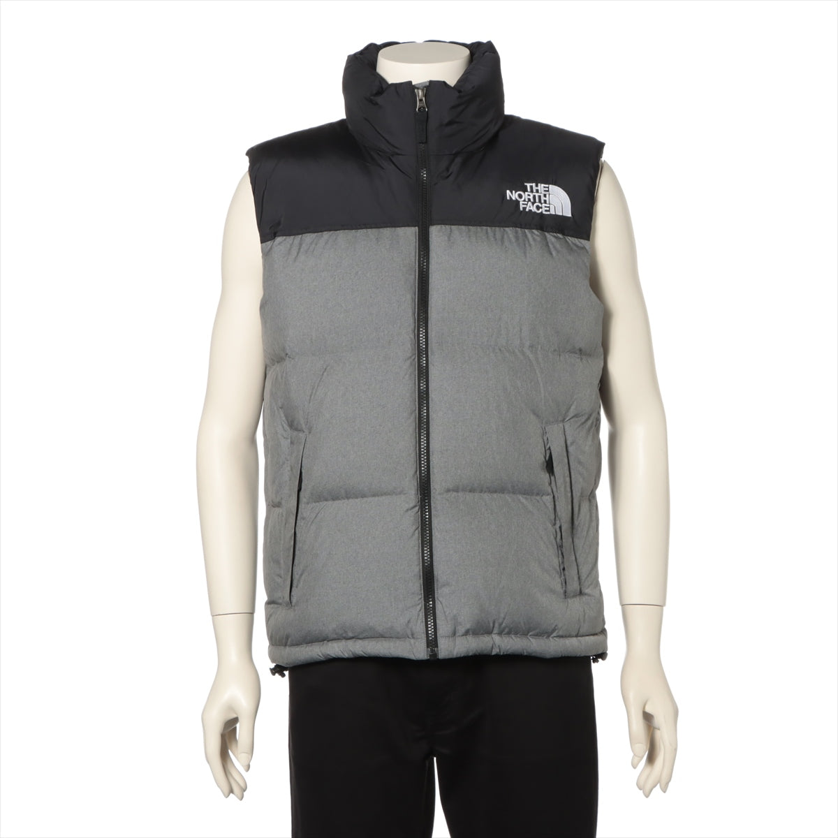 ノースフェイス ポリエステル×ナイロン ダウンベスト L メンズ グレー×ブラック  ND91634 Novelty Nuptse Vest