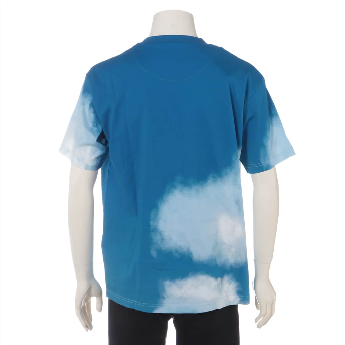 ルイヴィトン 20AW コットン Tシャツ M メンズ ブルー×ホワイト  RM202 クラウドロゴプリント