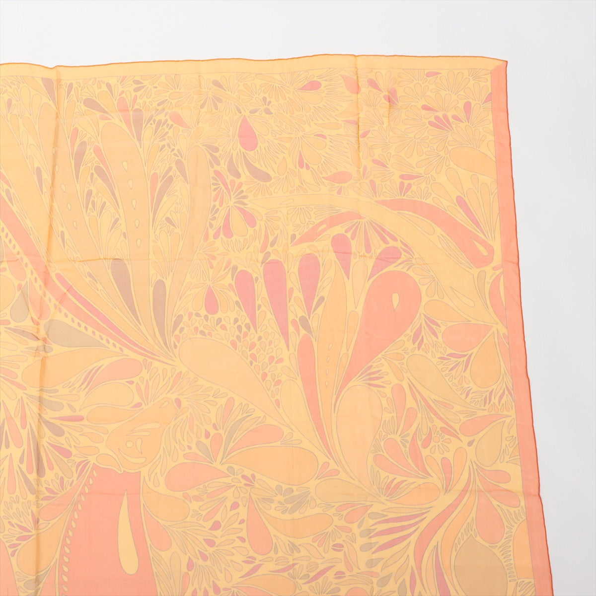 エルメス スカーフ シルク オレンジ カレ140  モスリン MILLEFLEURS DU MEXQUE メキシコの花