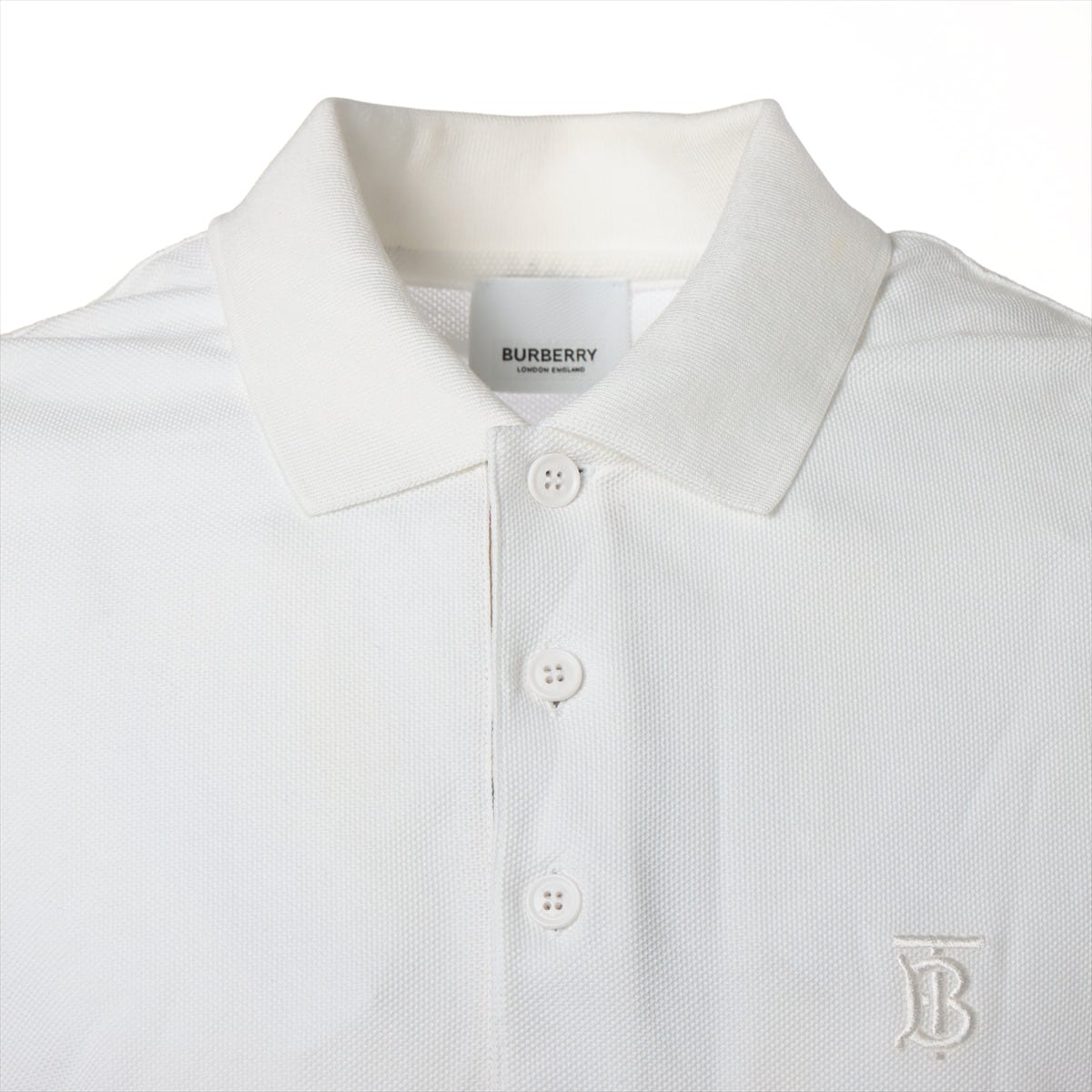 バーバリー ティッシ期 コットン ポロシャツ M メンズ ホワイト   8014005 TBロゴ